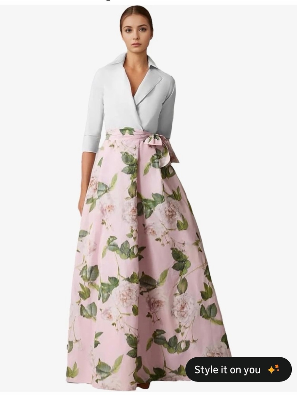 Wear your Love Rosette-Print Pink wrap maxi dress new with tags